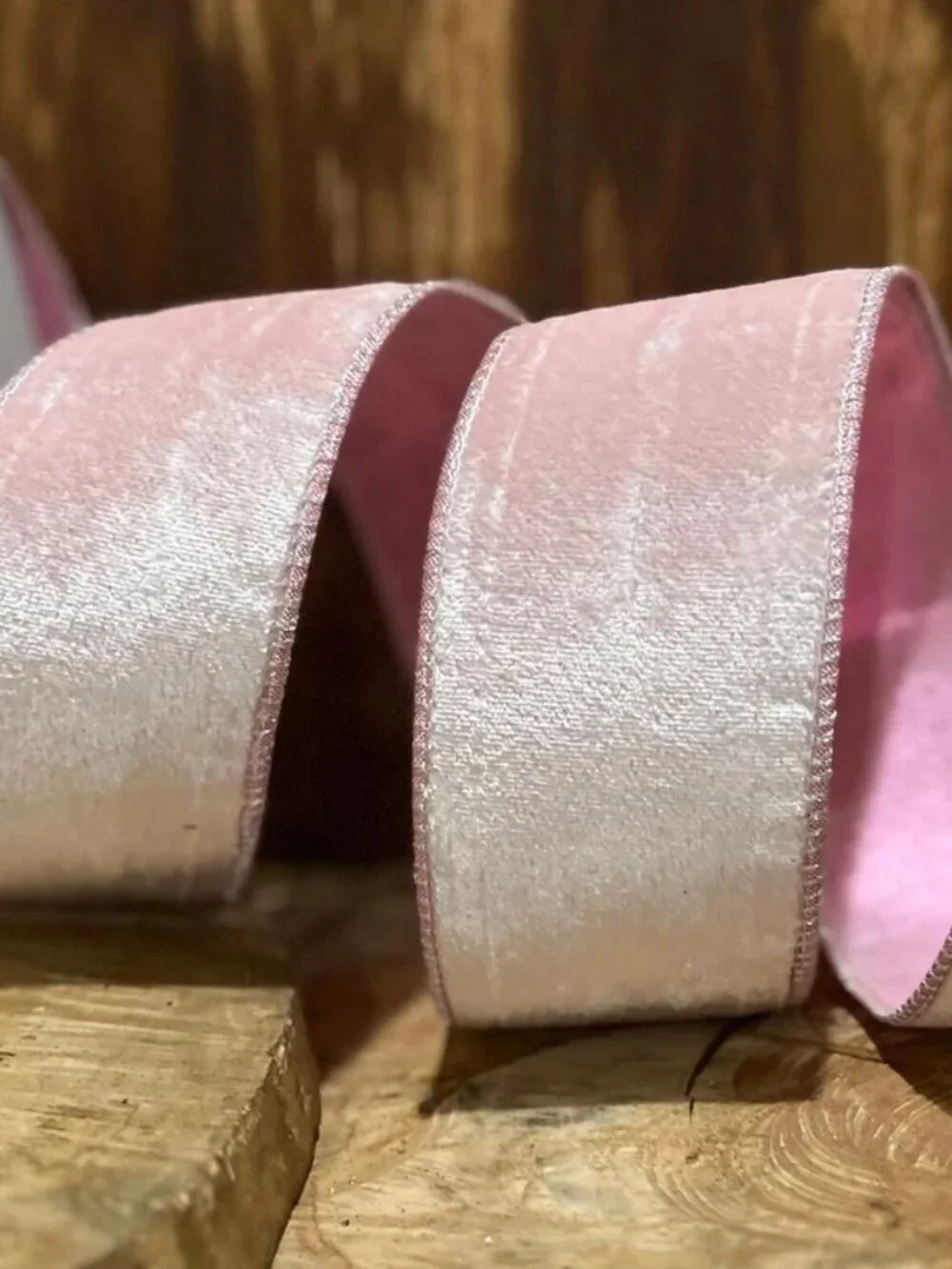 Designer Regency Pink Blush Velvet Metallic Back Ribbon Premium Craft Supplies